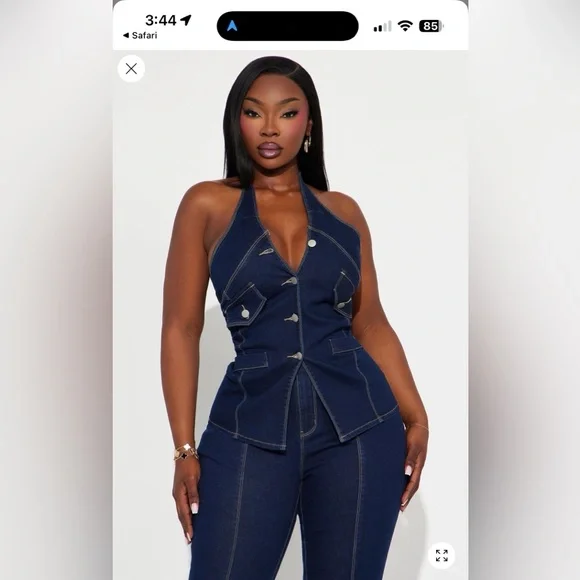 Fashion Nova Dark Blue 2 piece set - Picture 2 of 3